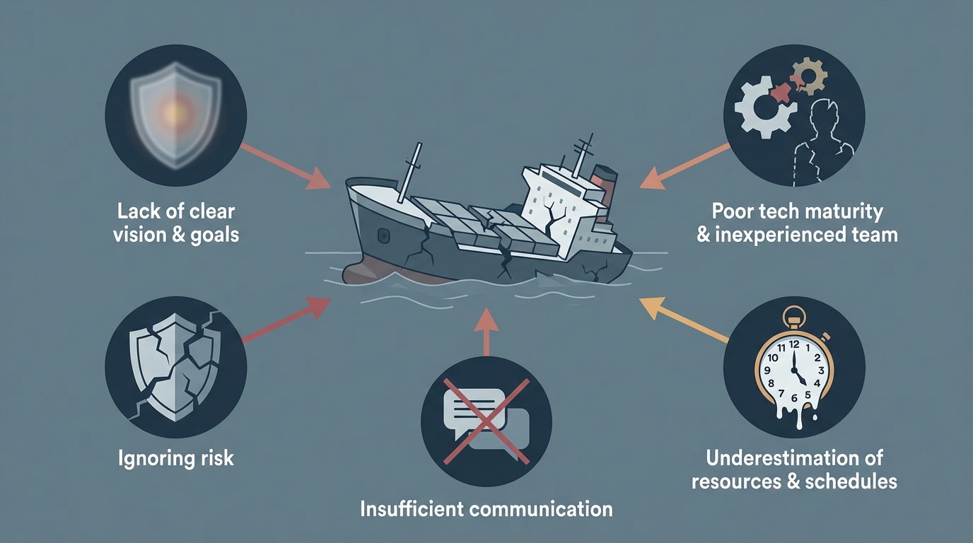 Infographic displaying five distinct warning signs with icons and concise explanations for quick understanding.